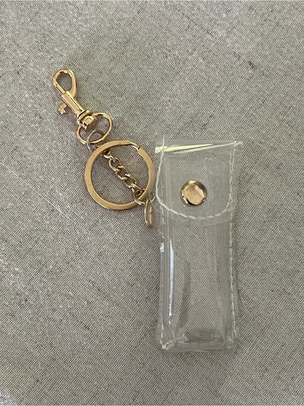 Clear PVC Lip Balm Holder Keychain / Bag Charm – Gold Tone Hardware